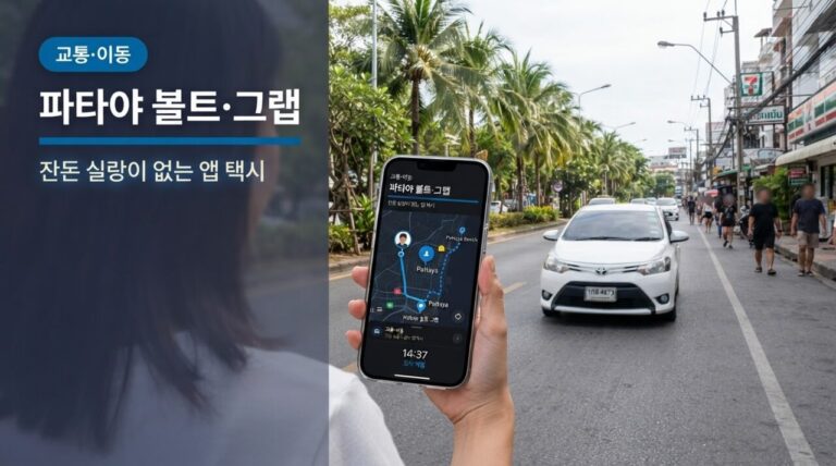 파타야선 택시 대신 볼트·그랩 — 잔돈 실랑이 없이 편하게